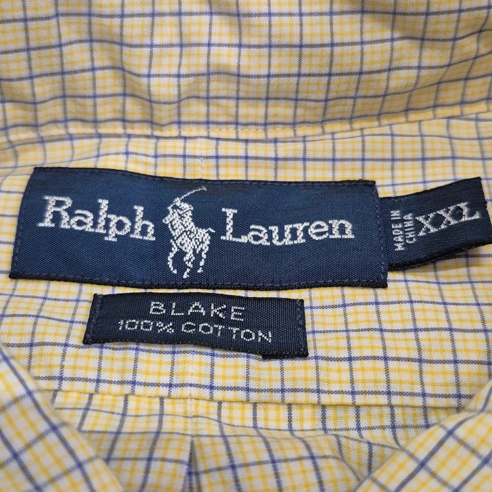 Polo Ralph Lauren Blake Short Sleeve Button Down Mens 2XL XXL Yellow Plaid